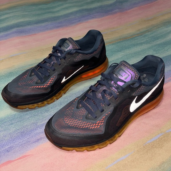 Nike Air Max 2014 Black Violet Atomic Orange Volt Running men’s 13 Training Shoe - Picture 2 of 9